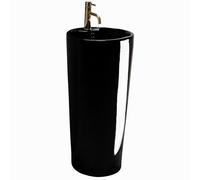 Rea Vasque autoportante Blanka Black, Pour Salle De Bain, 400x400x850 mm, En Céramique, Idéale Comme Lavabo Ou Lave-Main Pour WC, Design Unique (noir)