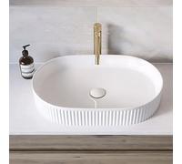 Rea Vasque en céramique à poser Vanda 61 Oval White, Élément moderne et chic pour votre salle de bain - 60x34x13cm