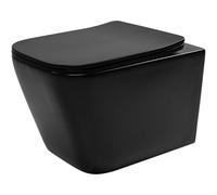 Rea WC suspendu Julio (siège sanitaire de salle de bain en céramique noir mat en Duroplast noir mat)