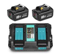 REACELL 2pcs 5.5Ah Batterie pour Makita 18V Batterie BL1850 BL1860 BL1850B avec Chargeur Double Port DC18RD Compatible pour makita Batterie