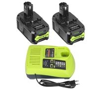 REACELL 2X 18V 5,5Ah P108 Batterie de Remplacement pour Ryobi 18V Batterie + 3A Chargeur 12V-18V pour Ryobi Chargeur P117 pour Ryobi Batterie P108 P107 P105 RB18L40 RB18L50 avec Indicateur LED
