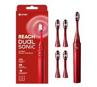 Reach Brosse à dents électrique Dual Sonic, 1 poignée, 4 têtes de brosse à dents, 2 modes de brossage, forte et douce, brosse à dents de voyage portable pour adultes, 27 000 VPM avec AAA, jusqu'à 150