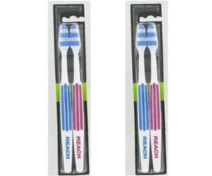 REACH Essential Care Interdentaire Solide Brosse à dents, Duo paquet x 2, Pleine tête Brossette à poils durs Brosses à dents manuelles, Multipack, du quotidien Oral Émail Soins dentaires