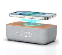 Reacher Chargeur sans Fil magnétique 15 W - Réveil Digital 6 Sons naturels - Radio FM 40 préréglages - Écran LED dimmable 0-100% - Enceinte Bluetooth 10 W, pour Chevet et Bureau