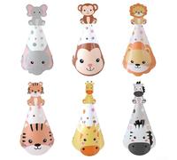 ReachMall Amazing Adventures Await Get Your Set of Six Adorables Chapeaux de Fête Animaux de la Jungle Aujourd'hui