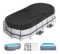 ReachMall Bâche de piscine ovale résistante aux intempéries et étanche avec accessoires pour piscine hors sol gonflable en métal