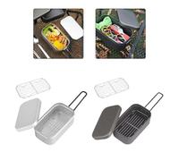 ReachMall Boîte à déjeuner portable en aluminium avec cuiseur vapeur et gril, design compact léger pour pique-nique et barbecue en plein air Noir