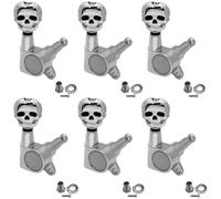 ReachMall Clés d'accordage tête de mort pour guitares classiques folkloriques - Réglage précis du pas - Construction en fer solide - 1,75 cm (argent 6R)
