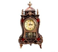 ReachMall Horloge de table vintage avec affichage analogique, montage mural, carillon musical (marron + rouge)