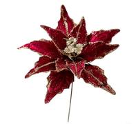 ReachMall Lot de 5 décorations de Noël en forme de fleur de poinsettia pailletée de 28 cm pour suspension, pour sapin de Noël, fête de Noël (bourgogne)