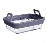 ReachMall Plat de cuisson carré en verre pour friteuse à air comprimé avec poignée résistante à la chaleur pour rôtir les pâtes, les omelettes et les petites portions 21 x 16 x 6 cm (3 gris)