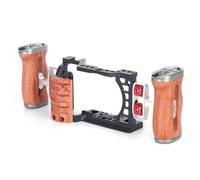 ReachMall Poignée latérale pour cage d'appareil photo, poignée ergonomique en bois et aluminium avec griffe, vis de 6,35 mm, clé magnétique pour appareil photo reflex numérique