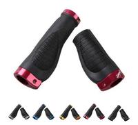 ReachMall Poignées de guidon ergonomiques verrouillables en caoutchouc pour VTT, embouts en alliage d'aluminium, gauche 130 mm/droite 95 mm, noir