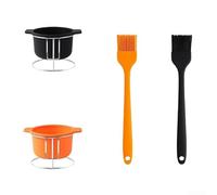 ReachMall Support à condiments en silicone avec 12 bols pour épices et sauces - Accessoires de cuisine d'extérieur pour camping, barbecue, noir, 14 x 11 x 9 cm (2)