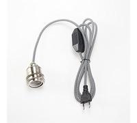REACHYEA E27/E26 Cordon Lanterne Suspension Vintage Edison Cuivre Douille Lampe Suspension Ampoule avec Variateur d'intensité 110-250 V Noir Blanc Câble Tissu