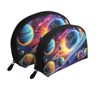 Reaction Orbiting Planet Lot de 2 trousses de maquillage portables Motif planète, blanc, Taille unique