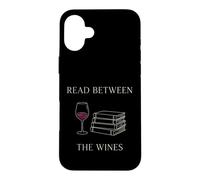 Read Between The Wines Minimal Book Lover Wine Humour Reader Coque pour iPhone 16 Plus