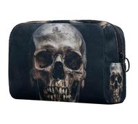 Read Human Head Skull Cosmetic Bag for Women Travel Toiletries Bags Large Makeup Handy Pouch Organizer Bag With Zipper, multicolore, 18.5x7.5x13cm/7.3x3x5.1in, Trousse de toilette