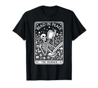 Read in Peace The Reader Skeleton Art T-Shirt