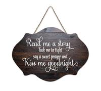 Read Me A Story Tuck Me in Tight Say A Sweet Prayer And Kiss Me Goodnight Panneau en bois rustique Décoration murale 15,2 x 25,4 cm