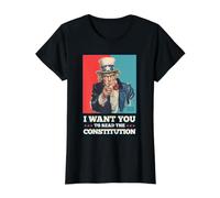 Read The Constitution Patriotic Study The US Constitution T-Shirt Graphique avec Valeur, Femme, Noir, M