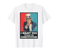 Read The Constitution Patriotic Study The US Constitution T-Shirt Graphique avec Valeur, Homme, Blanc, M