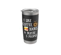 Reader Quote I Like Coffee, Books, & Maybe 3 People Reading Gobelet isotherme en acier inoxydable double paroi