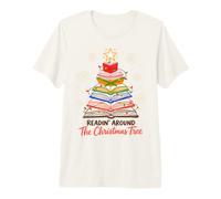 Readin Around The Christmas Tree Book Lover Reader Xmas T-Shirt Haut de Gamme
