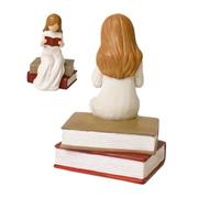 Reading Angel Figurine Decor, Inspirational Book Lover Accent, Compact Shelf Display Size, Hand Cast Resin Literary Sculpture, Spiritual Home Ornament, Study Bedroom Library Desk Styling