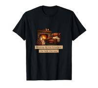 Reading by The Fireplace Best Therapy Book Lover Art T-Shirt