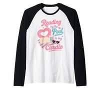 Reading by The Pool Lover Summer Vacation Humour Manche Raglan