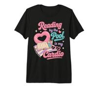 Reading by The Pool Lover Summer Vacation Humour T-Shirt Haut de Gamme