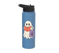 Reading Ghost So Many Books Cute Bookworm Reader Stainless Steel Insulated Water Bottle