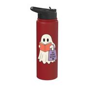 Reading Ghost So Many Books Cute Bookworm Reader Stainless Steel Insulated Water Bottle