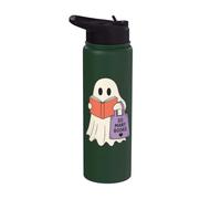 Reading Ghost So Many Books Cute Bookworm Reader Stainless Steel Insulated Water Bottle