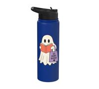 Reading Ghost So Many Books Cute Bookworm Reader Stainless Steel Insulated Water Bottle