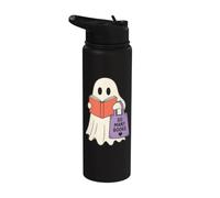 Reading Ghost So Many Books Cute Bookworm Reader Stainless Steel Insulated Water Bottle