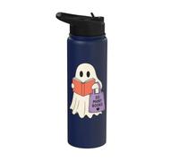 Reading Ghost So Many Books Cute Bookworm Reader Stainless Steel Insulated Water Bottle