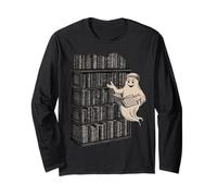 Reading Ghost - Spooky Library Halloween Tee Manche Longue