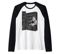 Reading Ghost - Spooky Library Halloween Tee Manche Raglan