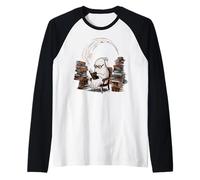 Reading Ghost - Spooky Library Halloween Tee Manche Raglan