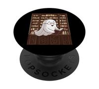 Reading Ghost - Spooky Library Halloween Tee PopSockets PopGrip Adhésif