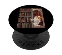Reading Ghost - Spooky Library Halloween Tee PopSockets PopGrip Adhésif