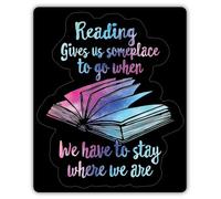 Reading Gives Us Some Place to Go When We Have to Stay Where We Are | Excellente idée cadeau | Lot de 2 autocollants | 12,7 cm | S11053
