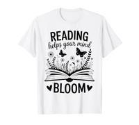 Reading Helps Your Mind Bloom Rat de bibliothèque Design littéraire T-Shirt