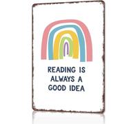 Reading Is Always Idea Rainbow Aluminum Sign 8 X 12 in