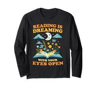 Reading is Dreaming with Eyes Open Book Reader Livre Nerd Manche Longue