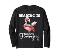 Reading Is Flamazing Flamant rose amusant lisant un rat de livre Manche Longue