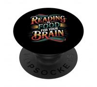 Reading is Food for Your Brain Lecteur Hobby BIBLAIRE - PopSockets PopGrip Adhésif