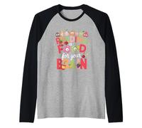 Reading is Food for Your Brain Livres pour Enfants Personnages Manche Raglan